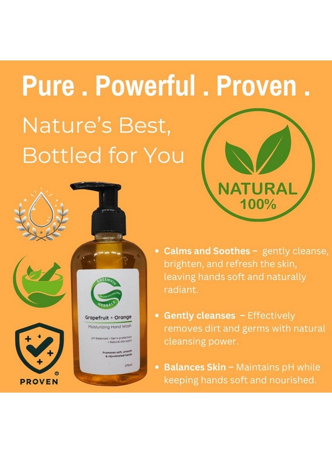 Greenviv Natural Handwash Liquid Grapefruit & Orange, 270ML, Anti Bacterial Moisturizing Hand Wash - Image 2