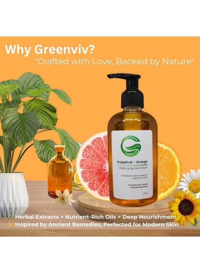 Greenviv Natural Handwash Liquid Grapefruit & Orange, 270ML, Anti Bacterial Moisturizing Hand Wash - Image 4