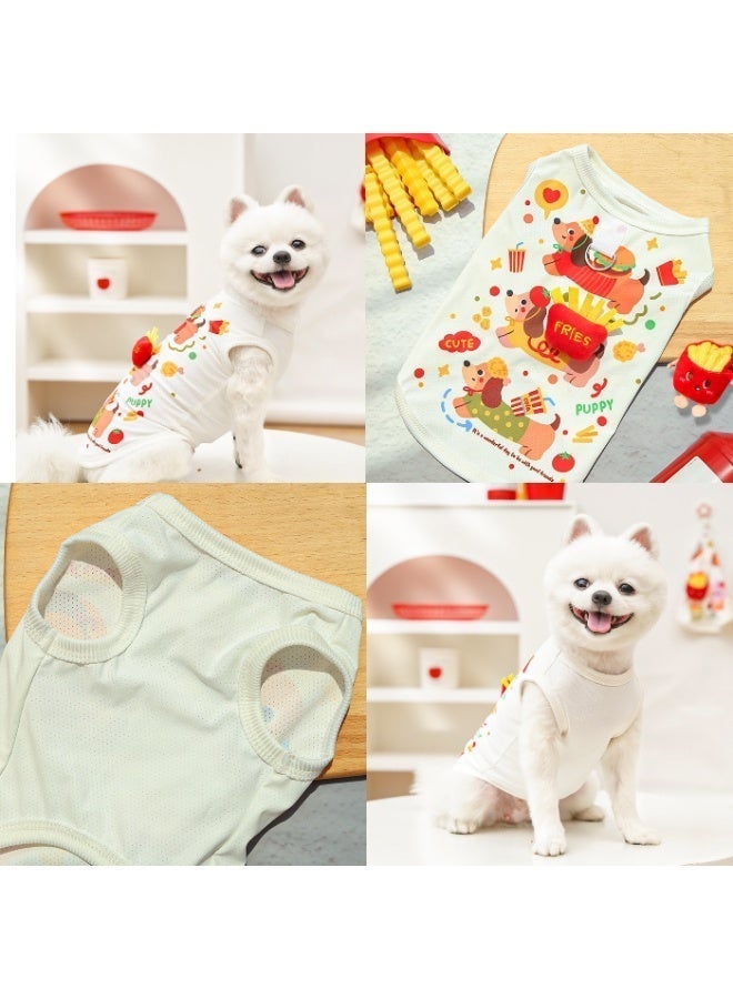 ملابس حيوانات أليفة للكلاب والقطط - بنقشة كرتونية لطيفة وجيدة التهوية مع حلقة مقود، مقاس XL - Image 4