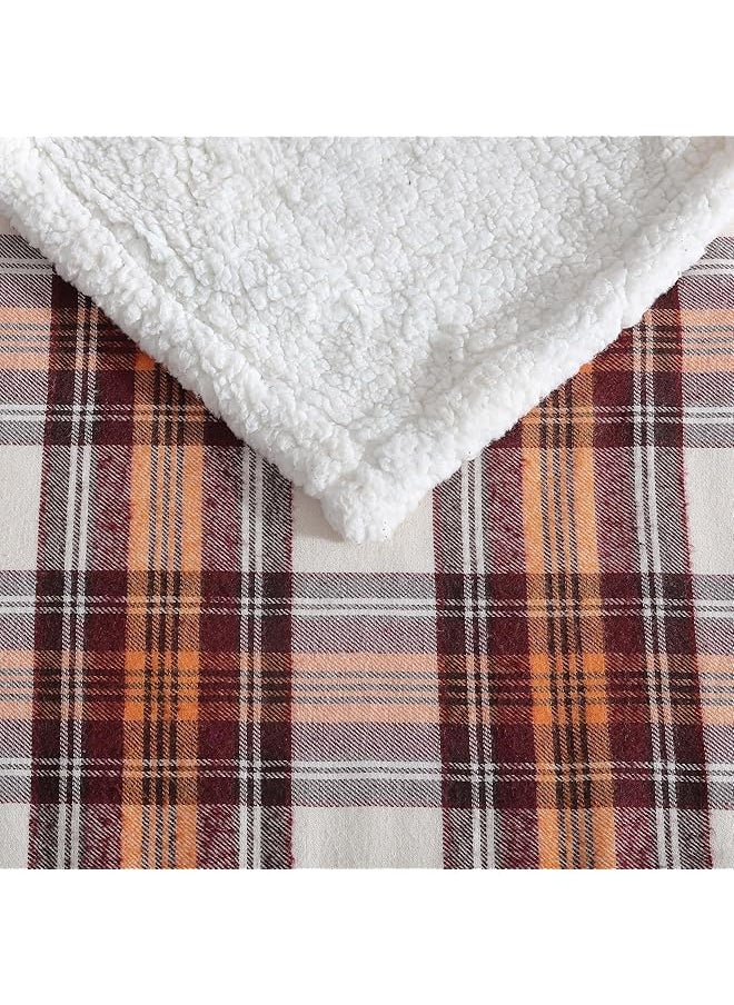 Eddie Bauer - Throw Blanket Super Soft Reversible Sherpa Fleece Bedding Ideal And White Elephant Gifts Cozy Plaid Throw Blankets For Couch Edgewood Red Throw - Image 1