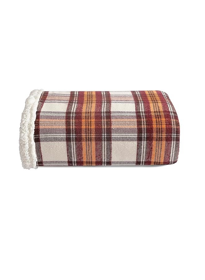 Eddie Bauer - Throw Blanket Super Soft Reversible Sherpa Fleece Bedding Ideal And White Elephant Gifts Cozy Plaid Throw Blankets For Couch Edgewood Red Throw - Image 1