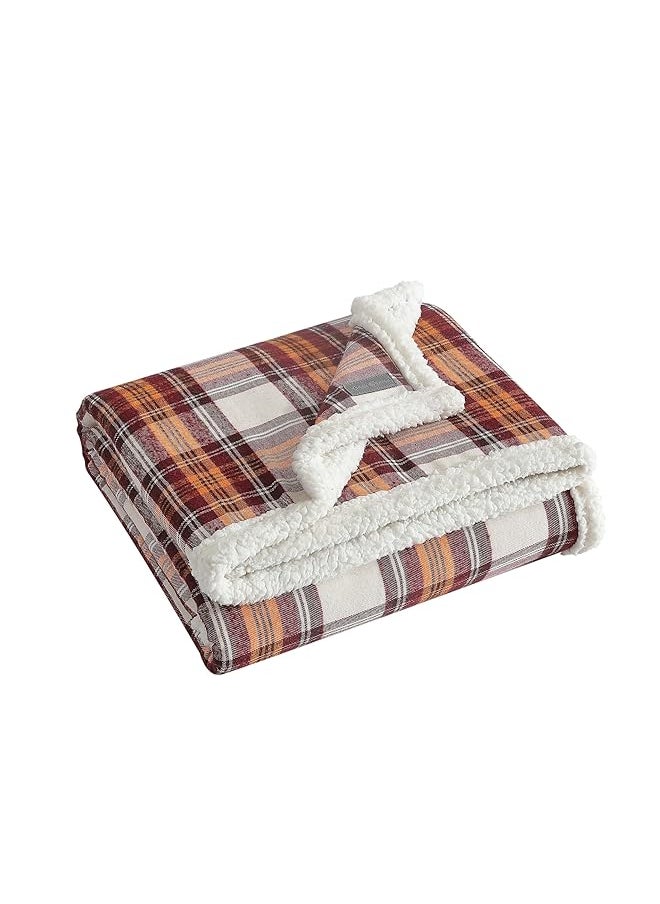 Eddie Bauer - Throw Blanket Super Soft Reversible Sherpa Fleece Bedding Ideal And White Elephant Gifts Cozy Plaid Throw Blankets For Couch Edgewood Red Throw - Image 1