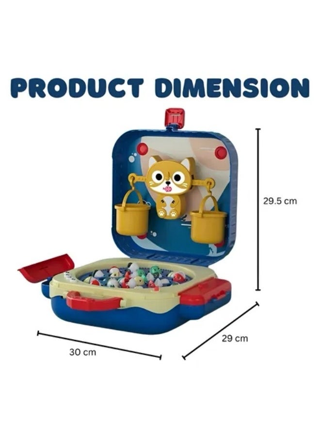 GGEROU Fishing Toys for Kids, Electric Fishing Rotating Board Game, Colorful Montessori Fish Toys for Toddles Kids,Blue  - Image 2