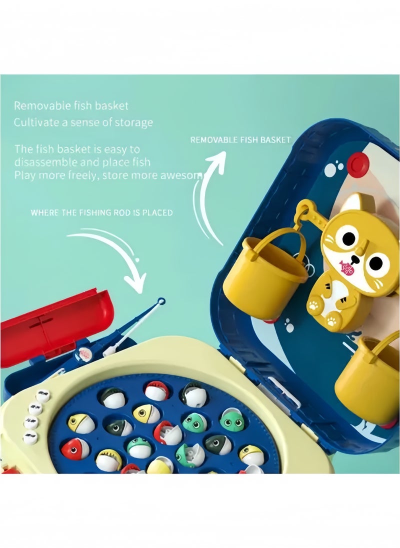 GGEROU Fishing Toys for Kids, Electric Fishing Rotating Board Game, Colorful Montessori Fish Toys for Toddles Kids,Blue  - Image 4