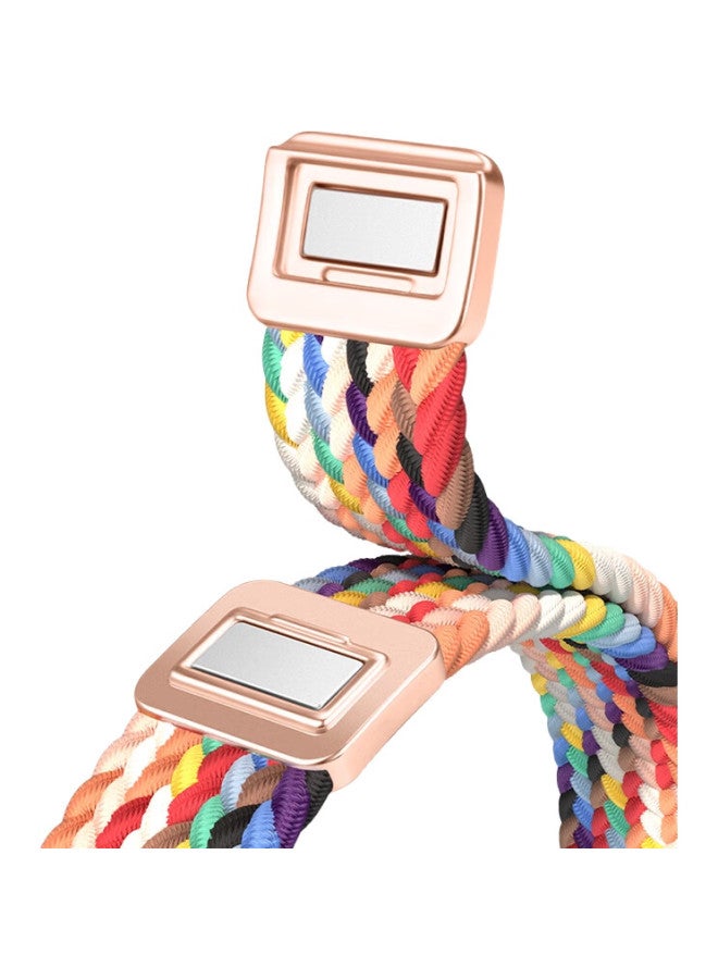 Bkayp Magnetic Woven Nylon Watch Band Compatible With Apple Watch S9/S8/Se/S7, Strong Elastic Strap [Rainbow Color] - Image 2