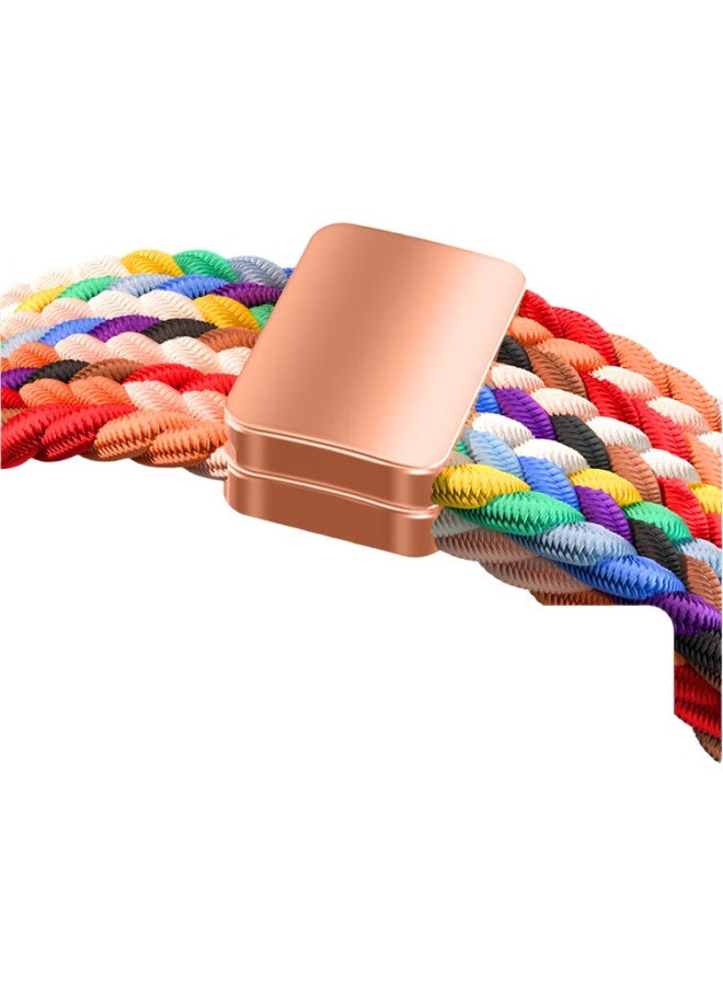 Bkayp Magnetic Woven Nylon Watch Band Compatible With Apple Watch S9/S8/Se/S7, Strong Elastic Strap [Rainbow Color] - Image 1