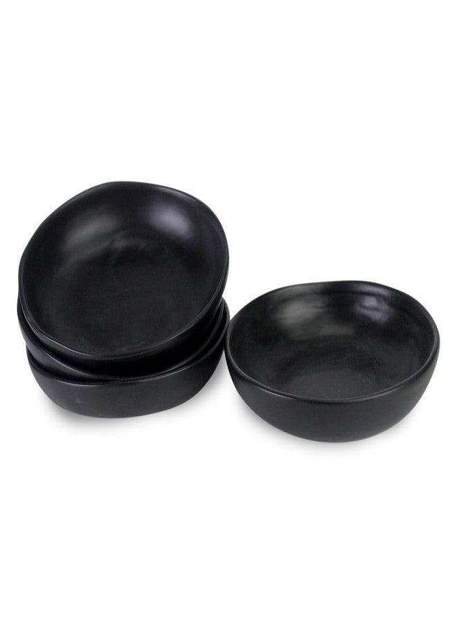roro 5 Inch Handmade Ceramic Small Bowl, Matte Black - Image 2