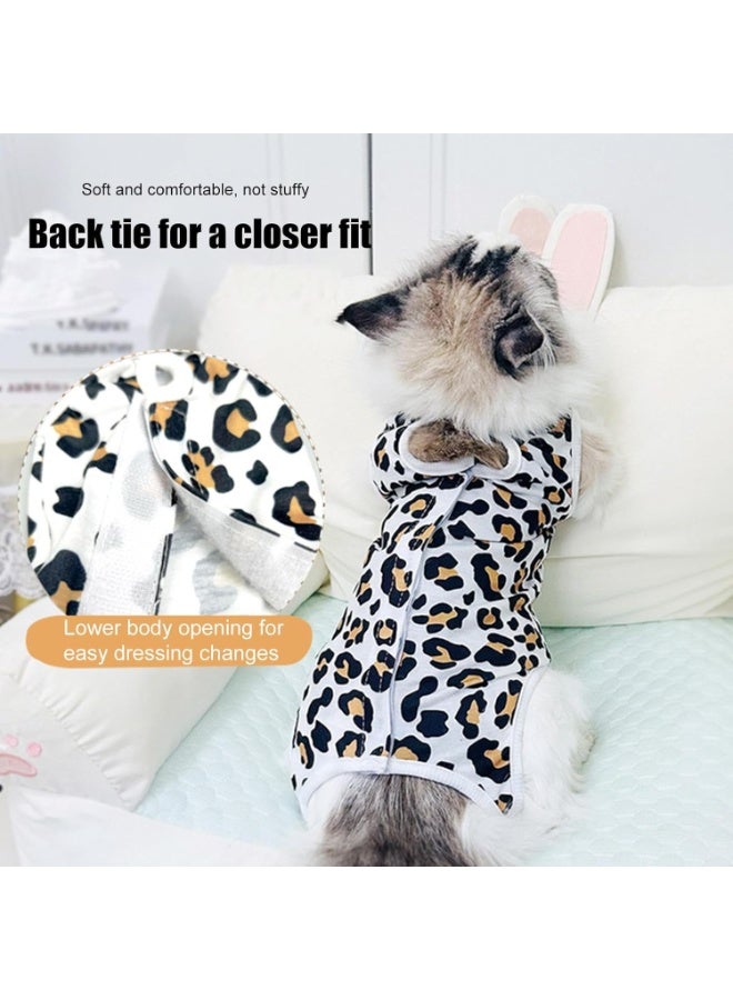 Leopard Print Pet Spay Suit L, Anti Licking Recovery Suit for Cats and Small Dogs, Soft Breathable Surgical Recovery Clothes, Abdominal Wound Protection Collar Alternative - Image 3