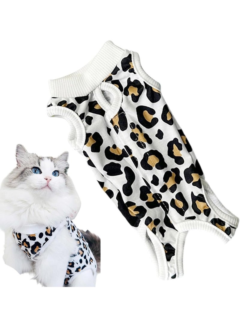 Leopard Print Pet Spay Suit L, Anti Licking Recovery Suit for Cats and Small Dogs, Soft Breathable Surgical Recovery Clothes, Abdominal Wound Protection Collar Alternative - Image 1