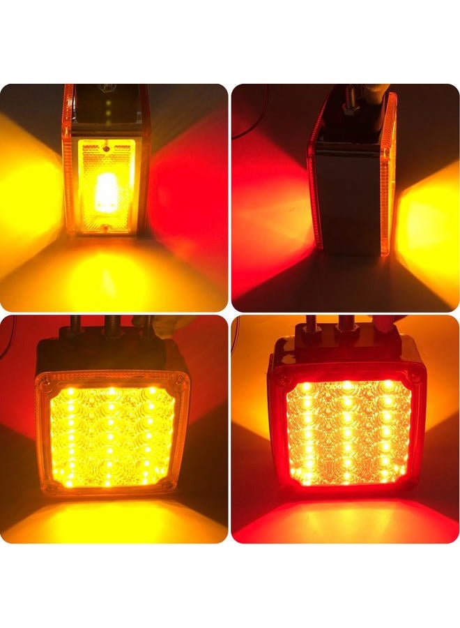 BukNikis LED Pedestal Lights Amber/Red Double Face 39 LED Turn Signal Light stud mount fender lights for Heavy Truck Trailer Freightline Peterbilt Kenworth Mack Western Star (Driver/Passenger Sides, pack of 2) - Image 3