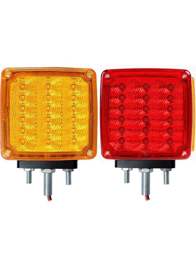 BukNikis LED Pedestal Lights Amber/Red Double Face 39 LED Turn Signal Light stud mount fender lights for Heavy Truck Trailer Freightline Peterbilt Kenworth Mack Western Star (Driver/Passenger Sides, pack of 2) - Image 1