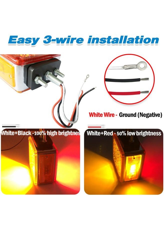 BukNikis LED Pedestal Lights Amber/Red Double Face 39 LED Turn Signal Light stud mount fender lights for Heavy Truck Trailer Freightline Peterbilt Kenworth Mack Western Star (Driver/Passenger Sides, pack of 2) - Image 4