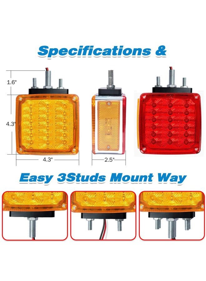 BukNikis LED Pedestal Lights Amber/Red Double Face 39 LED Turn Signal Light stud mount fender lights for Heavy Truck Trailer Freightline Peterbilt Kenworth Mack Western Star (Driver/Passenger Sides, pack of 2) - Image 5
