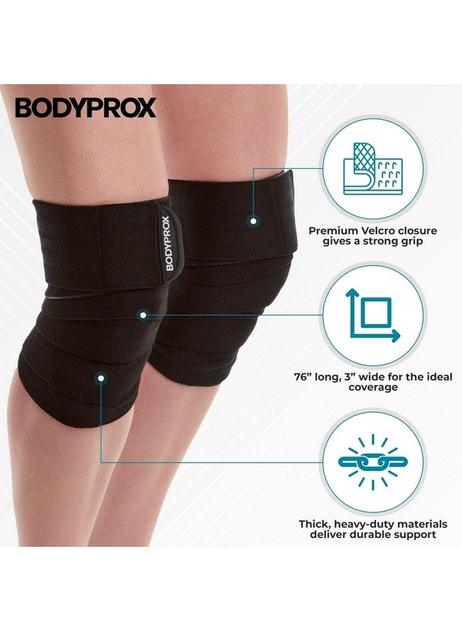 Bodyprox Knee Wrap 2 Pack for Squats, Weightlifting, Powerlifting, Leg Press, and Cross Training, Knee Support for Men and Women - Image 1