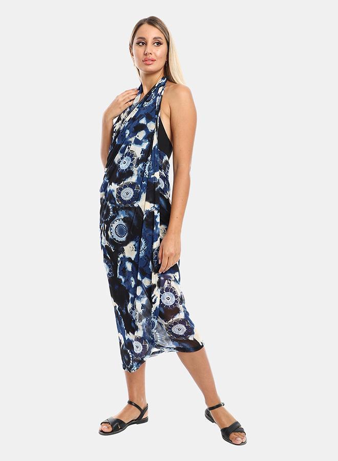 kady Jamila Women Self Pattern Round Collar Cover Up OUTERWEAR, navy, ONE SIZE- Fitted - Image 2