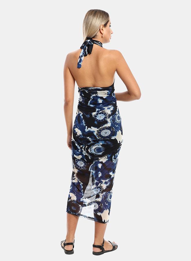 kady Jamila Women Self Pattern Round Collar Cover Up OUTERWEAR, navy, ONE SIZE- Fitted - Image 3