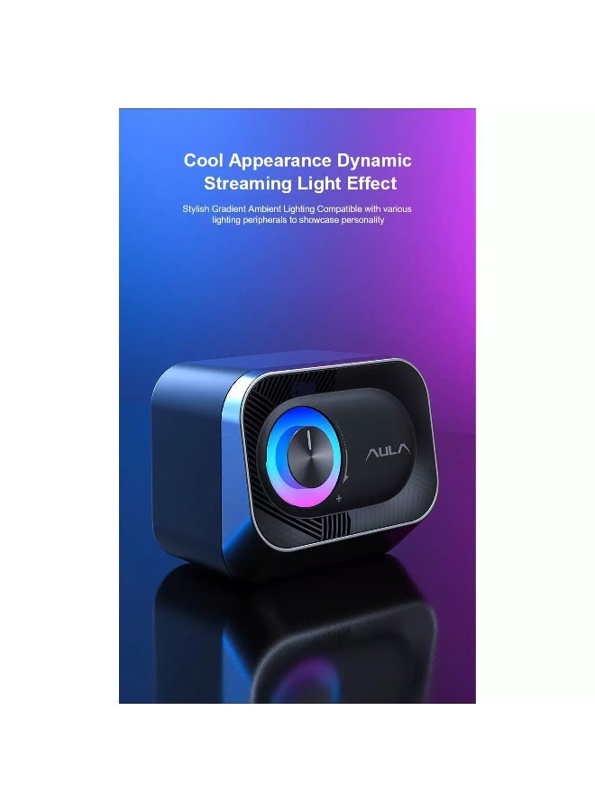 AULA A200 Pro 2.1 Stereo Wired Gaming Speakers with Subwoofer, RGB Lights Stereo Bass 11W - Rainbow LED Lighting - Easy accessible volume knob - Image 5