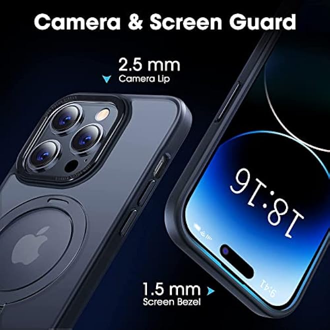 UCHUANG for iPhone 14 Pro Case with Magnetic Invisible Stand Cover Shockproof and AntiYellow Slim Thin Translucent Matte Protective Magsafe Case for Apple iPhone 14 Pro 61 inch  Black - Image 5