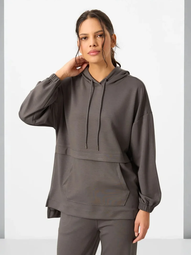 TOMMYLIFE TOMMY Oversized Hooded Sweatshirt And Wide-Leg Pants Set