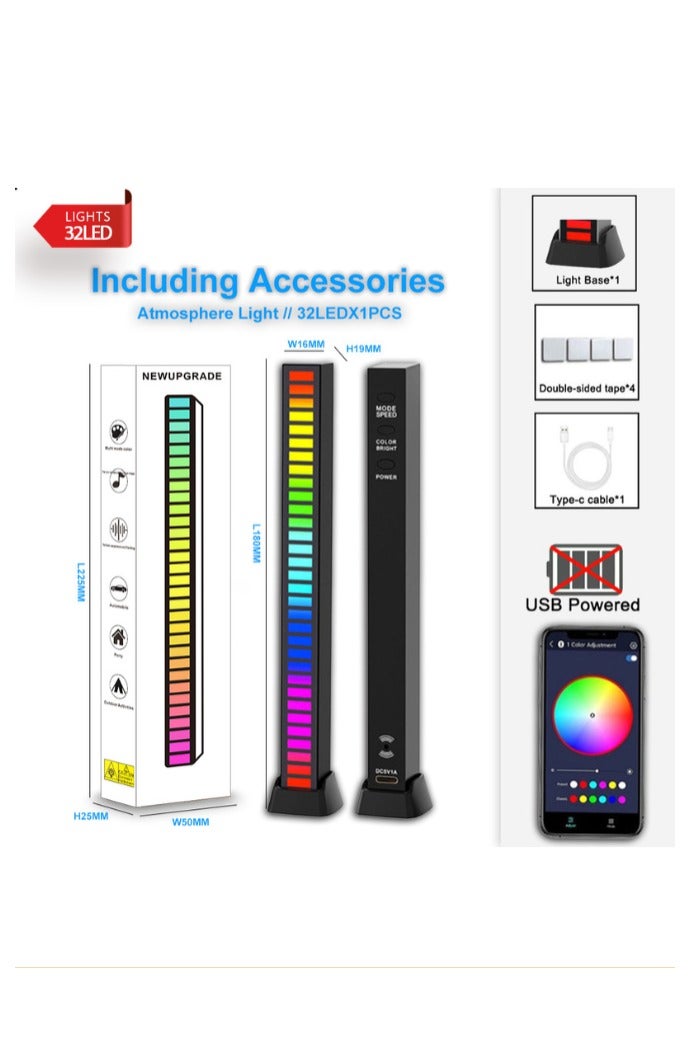 نيس آرت 2pcs 32 RGB إيقاع المصباح الموسيقى الصوت التقاط ضوء الغلاف الجوي لسيارة ضوء الكمبيوتر سطح المكتب ليلة - Image 1