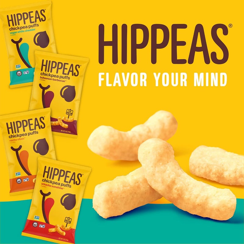 Hippeas Chickpea Puffs Cheeze Variety Pack - Vegan White Cheddar & Nacho Vibes, 0.8 Ounce (Pack of 18) - Image 2