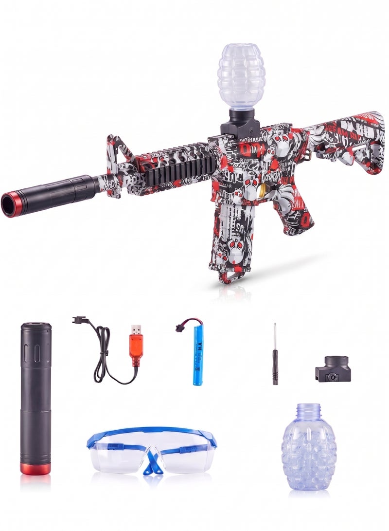 REZZOSS M4 Digital Camo Electric Gel Blaster Kit – Splatter Ball Gun with 1000 Water Beads, Rechargeable Battery & Mock Suppressor | Tactical Splatter Blaster with Goggles for Outdoor Shooting Games | Best Birthday & Holiday Gift for Kids, Teens & Adults - Image 1