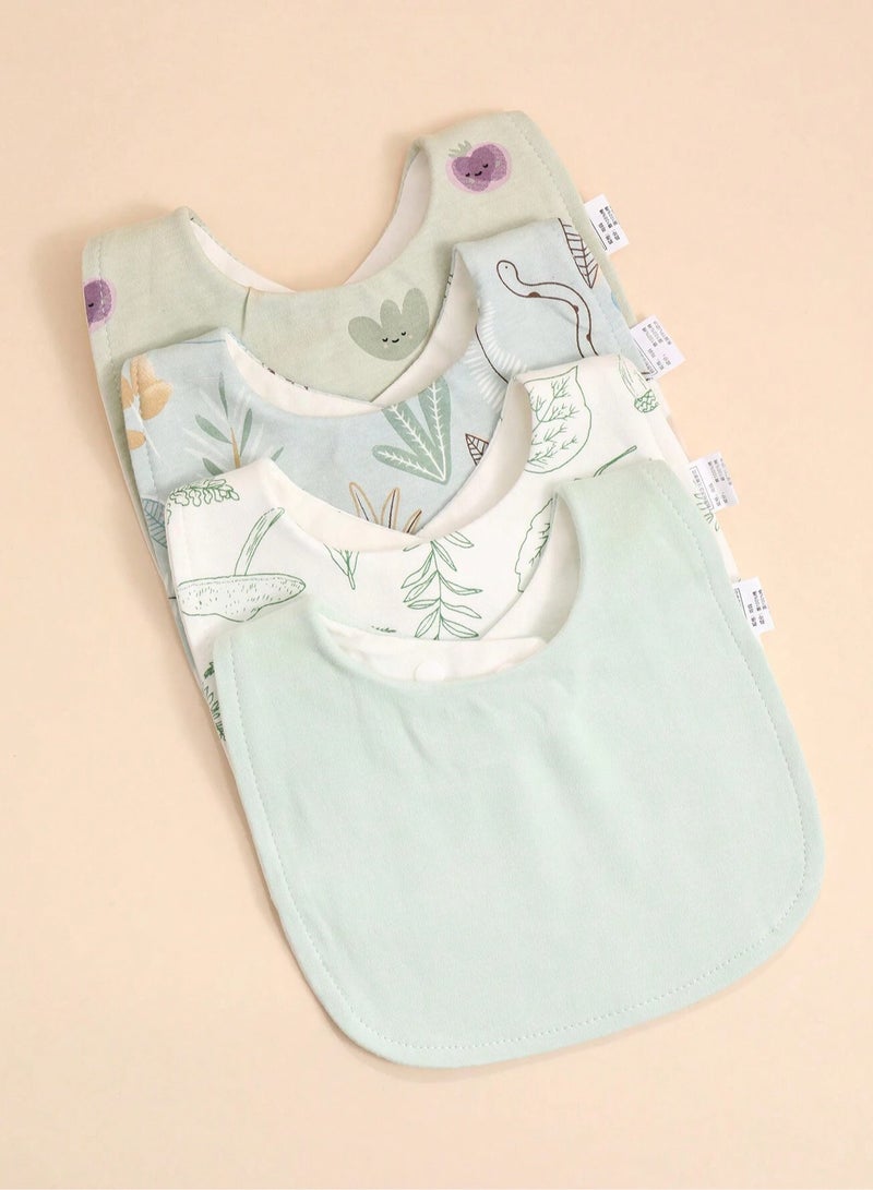Kisunya Baby Bibs - 4 Pieces Green Baby Bib Set, U-Shaped Saliva Towels for Infants and Toddlers, Waterproof and Anti-Spitting Milk Cloth Bibs, Soft and Absorbent Feeding Bibs, Reusable, Easy to Clean, Gentle on Baby’s Skin, Ideal for Drooling, Teething, and Mealtime - Image 3