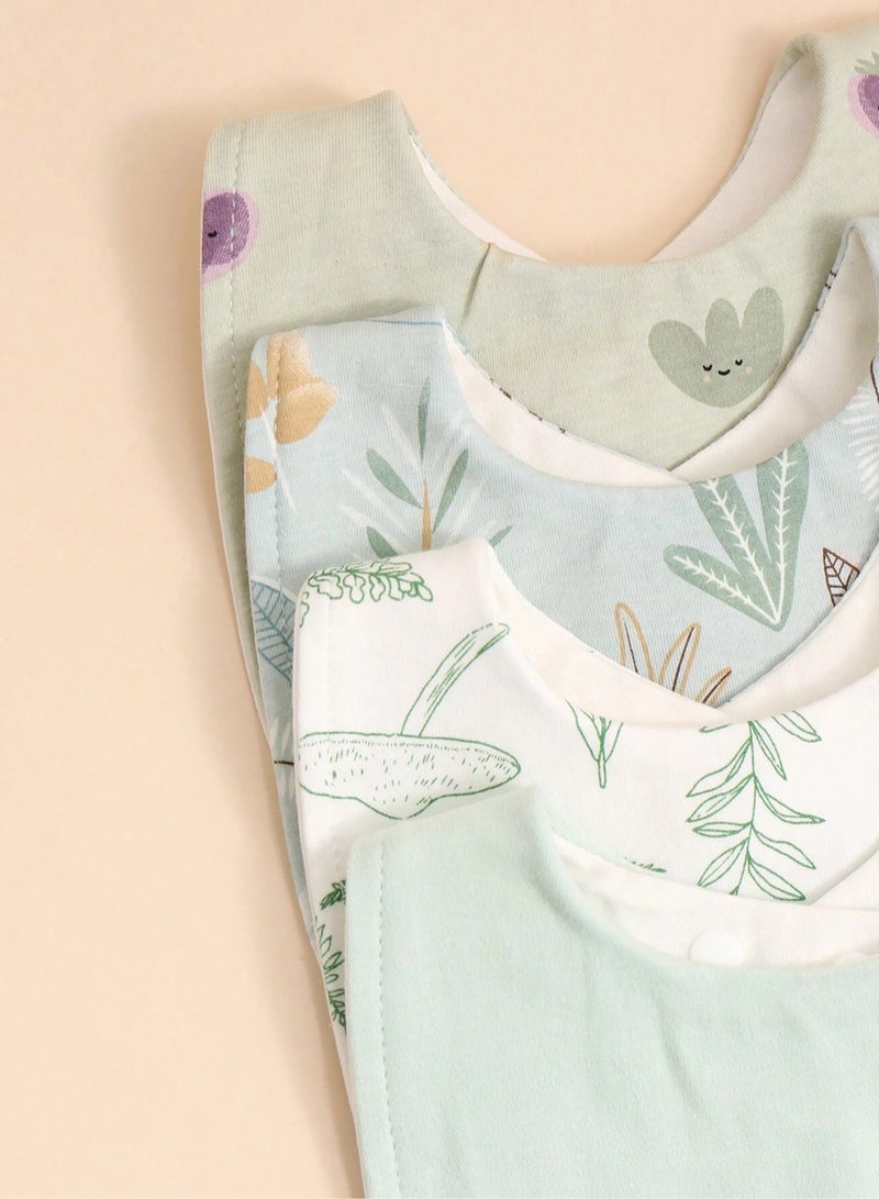 Kisunya Baby Bibs - 4 Pieces Green Baby Bib Set, U-Shaped Saliva Towels for Infants and Toddlers, Waterproof and Anti-Spitting Milk Cloth Bibs, Soft and Absorbent Feeding Bibs, Reusable, Easy to Clean, Gentle on Baby’s Skin, Ideal for Drooling, Teething, and Mealtime - Image 4