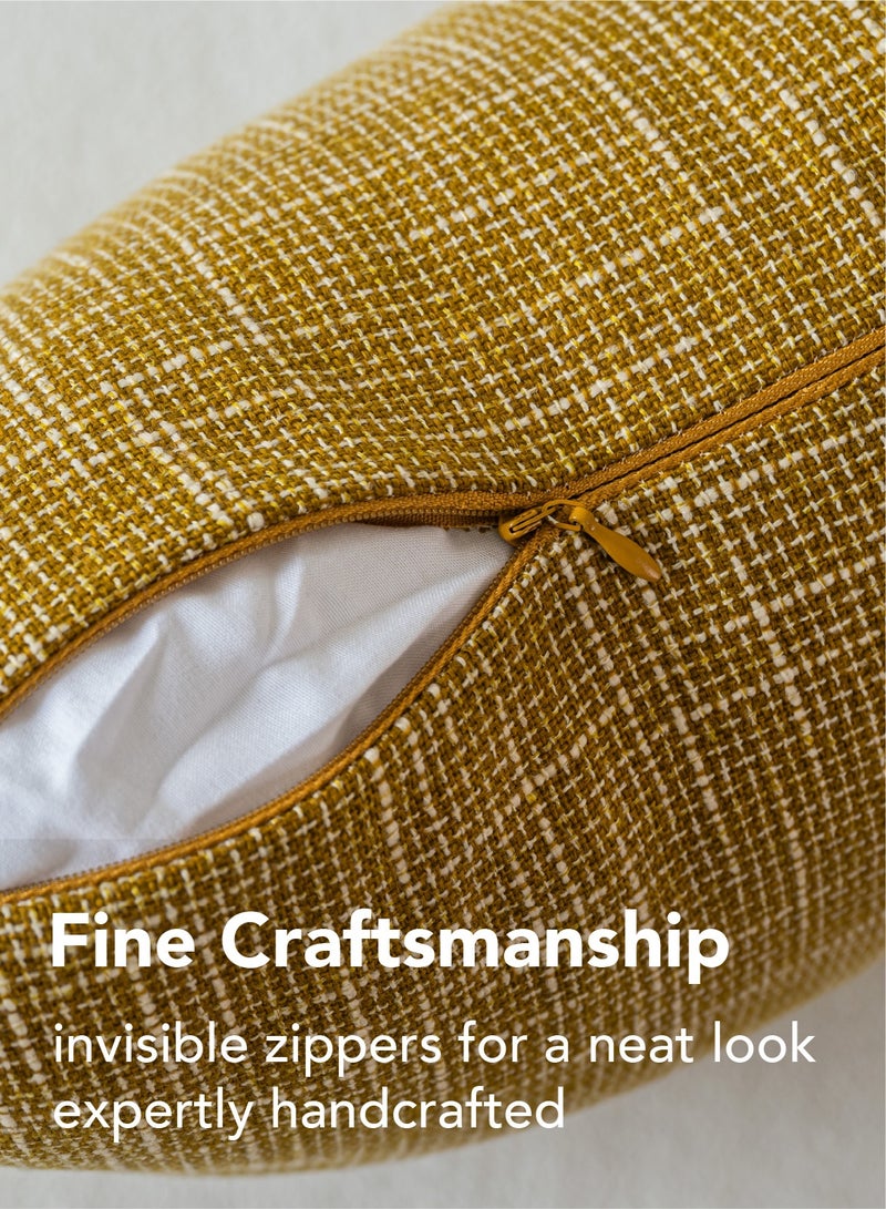 لحظة مجموعة من 2 غطاء وسادة زخرفي من الكتان بلون العسل مقاس 30 × 50 سم، أغطية وسادة مزخرفة للمزرعة مع تقاطع لأريكة السرير وغرفة المعيشة والديكور المنزلي - Image 3