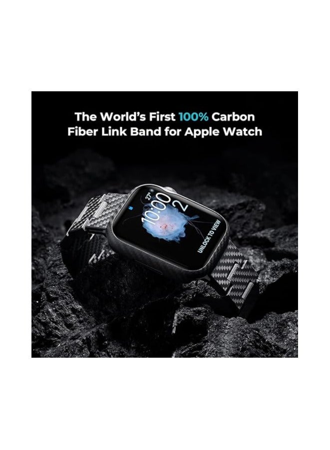 PITAKA حزام ساعة آبل PITAKA متوافق مع آبل ألترا/SE/9/8/7/6/5/4/3/2/1، قابل للتعديل مع أراميد و100% ألياف كربونية - أسود/رمادي عتيق - Image 4