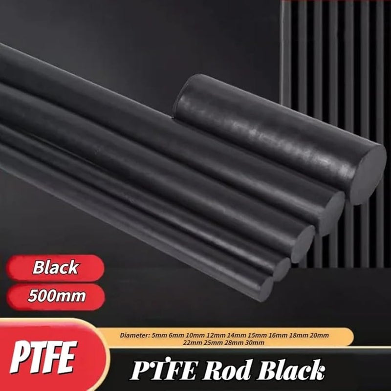 PTFE Rod Black Polytetrafluoroethylene Plastic Bar 25mm X 500mm Size for DIY Projects - Image 3