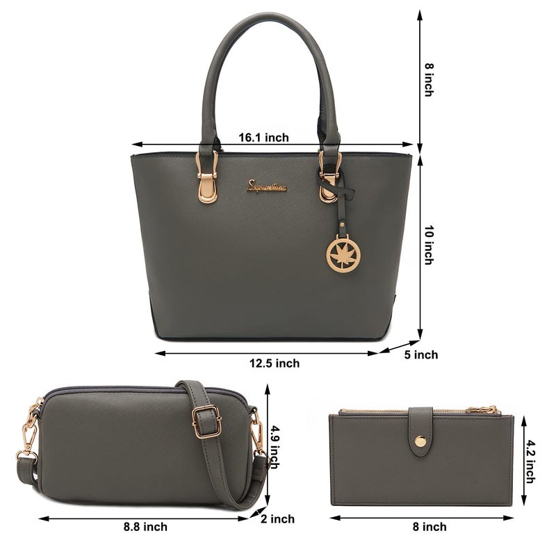 Soperwillton Women Handbags Wallet Tote Bag Shoulder Bag Top Handle Satchel 3pcs Purse Set - Image 4