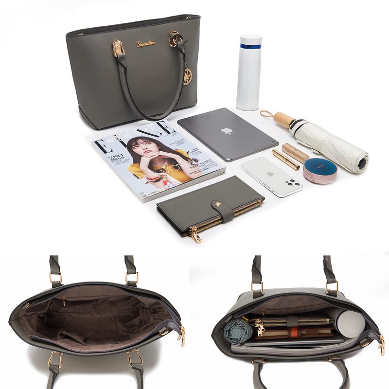 Soperwillton Women Handbags Wallet Tote Bag Shoulder Bag Top Handle Satchel 3pcs Purse Set - Image 5