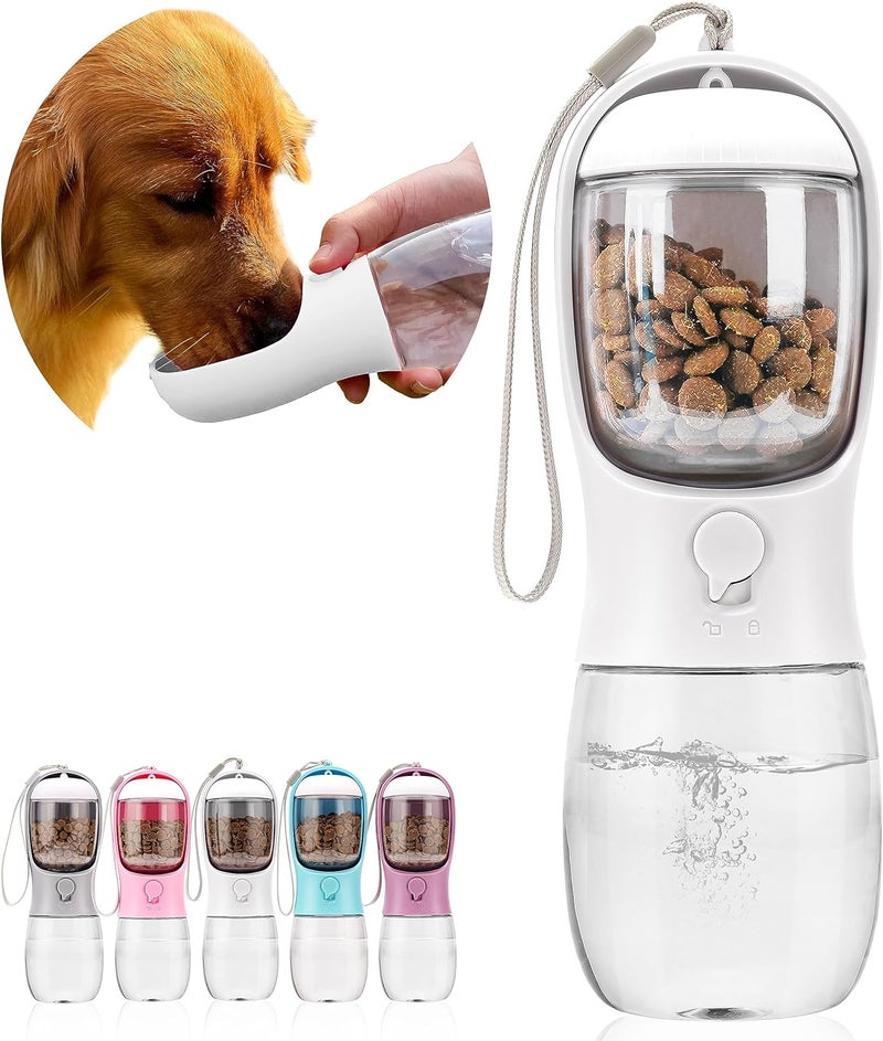 AVELORA Dog Water Bottle, Portable Pet Water Bottle with Food Container, Portable Water Dispenser for Cats, Puppies, Pets for Walking, Hiking, Travel, Puppy Accessories, Dog Toy - Image 1