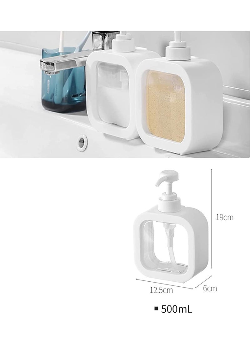2 Pack 500ML Refillable Shampoo and Soap Dispenser Bottles with Labels, Perfect for Kitchen and Shower Use, Ideal for Shampoo, Conditioner, and Body Wash