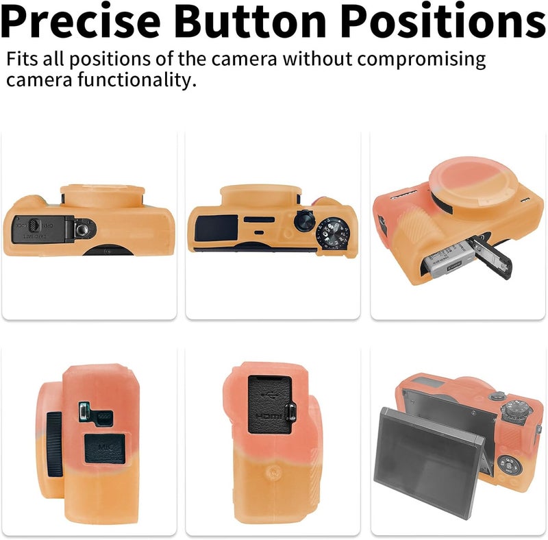 Easy Hood G7X Mark III Case, Soft Silicone Protective Case Cover for Canon Powershot G7X Mark III Digital Camera, Durable Camera Body Skin Protector with Removable Lens Cover, Red Orange - Image 3