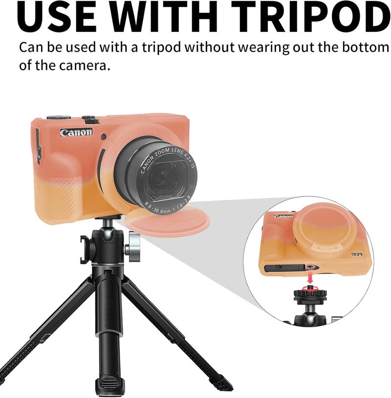 Easy Hood G7X Mark III Case, Soft Silicone Protective Case Cover for Canon Powershot G7X Mark III Digital Camera, Durable Camera Body Skin Protector with Removable Lens Cover, Red Orange - Image 4