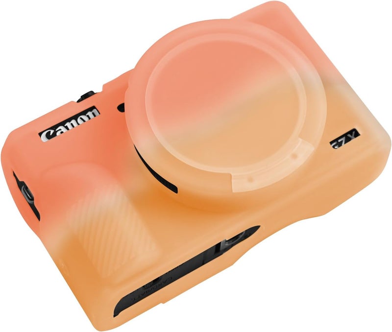 Easy Hood G7X Mark III Case, Soft Silicone Protective Case Cover for Canon Powershot G7X Mark III Digital Camera, Durable Camera Body Skin Protector with Removable Lens Cover, Red Orange - Image 1