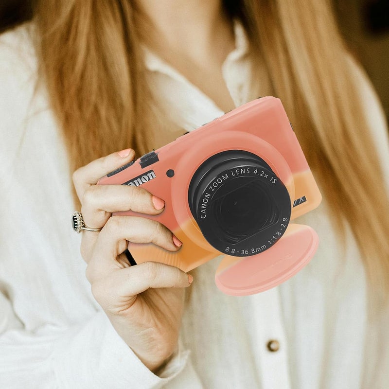 Easy Hood G7X Mark III Case, Soft Silicone Protective Case Cover for Canon Powershot G7X Mark III Digital Camera, Durable Camera Body Skin Protector with Removable Lens Cover, Red Orange - Image 5