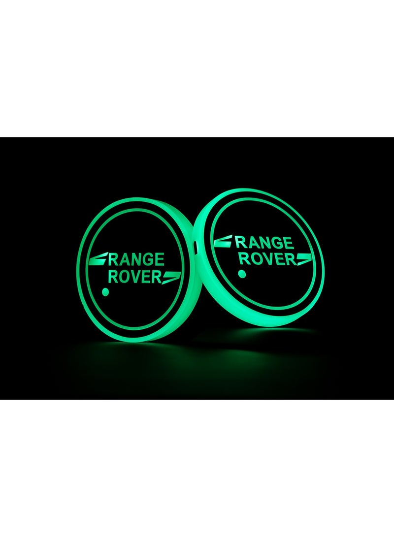 Vierex 2Pcs LED Car Cup Holder Lights for Range Rover Evoque – 7 Colors Changing USB Charging Luminous Drink Coasters, Interior Decorative Accessories - Image 1
