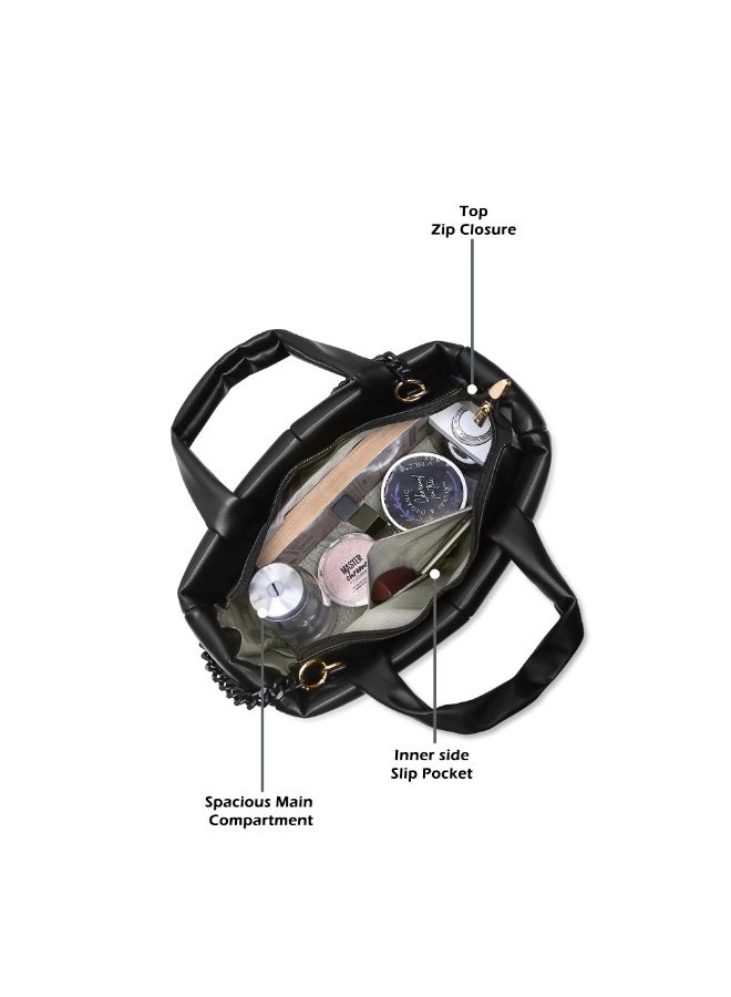 لافي حقيبة نسائية فاخرة صغيرة جداً منتفخة سوداء - Image 3