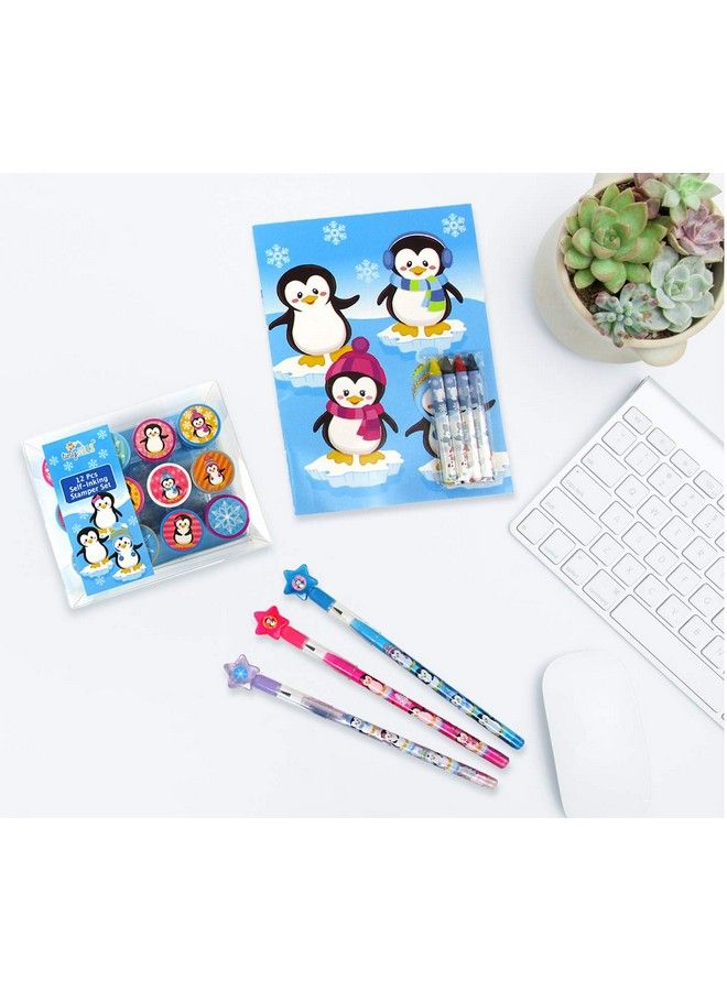 TINYMILLS 12 Pcs Penguin Stamp Kit For Kids Self Inking Stamps Gift Winter Party Favor Bag Stuffer Teacher Stamps - Image 5