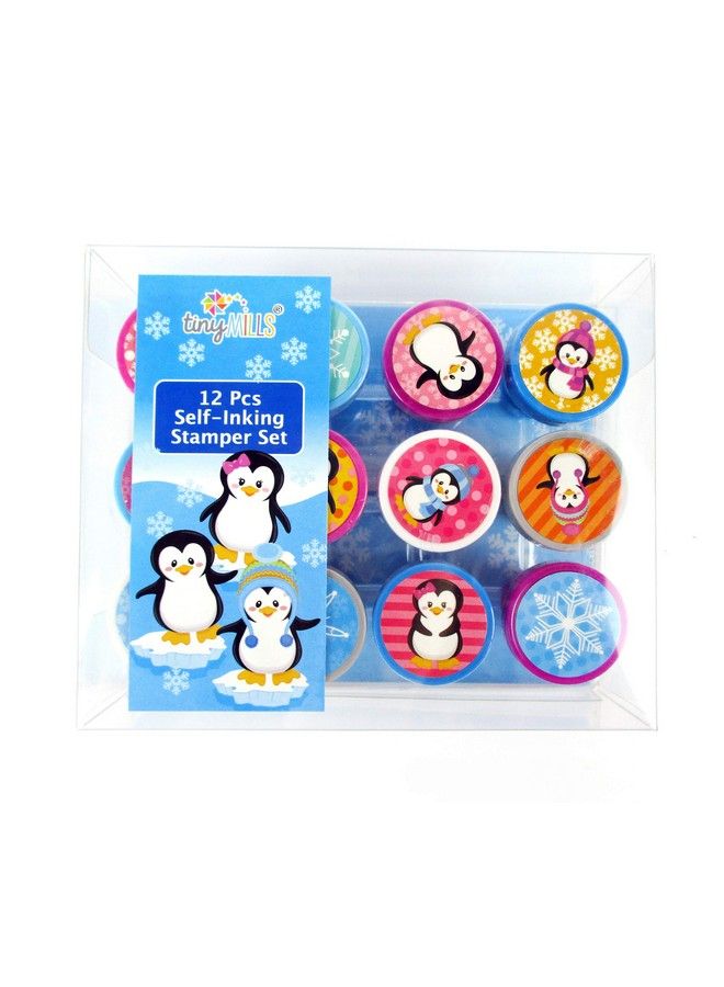 TINYMILLS 12 Pcs Penguin Stamp Kit For Kids Self Inking Stamps Gift Winter Party Favor Bag Stuffer Teacher Stamps - Image 3
