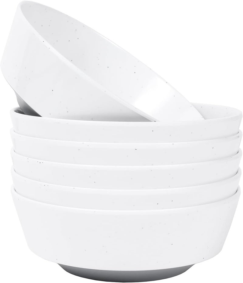 Webbylee 6inch Melamine Bowls set of 620ounce Dinnerware Cereal Bowls for Soup Salad  Dessert  Dishwasher Safe  Space SavingWhiteGrey - Image 1