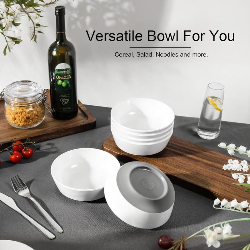 Webbylee 6inch Melamine Bowls set of 620ounce Dinnerware Cereal Bowls for Soup Salad  Dessert  Dishwasher Safe  Space SavingWhiteGrey - Image 5