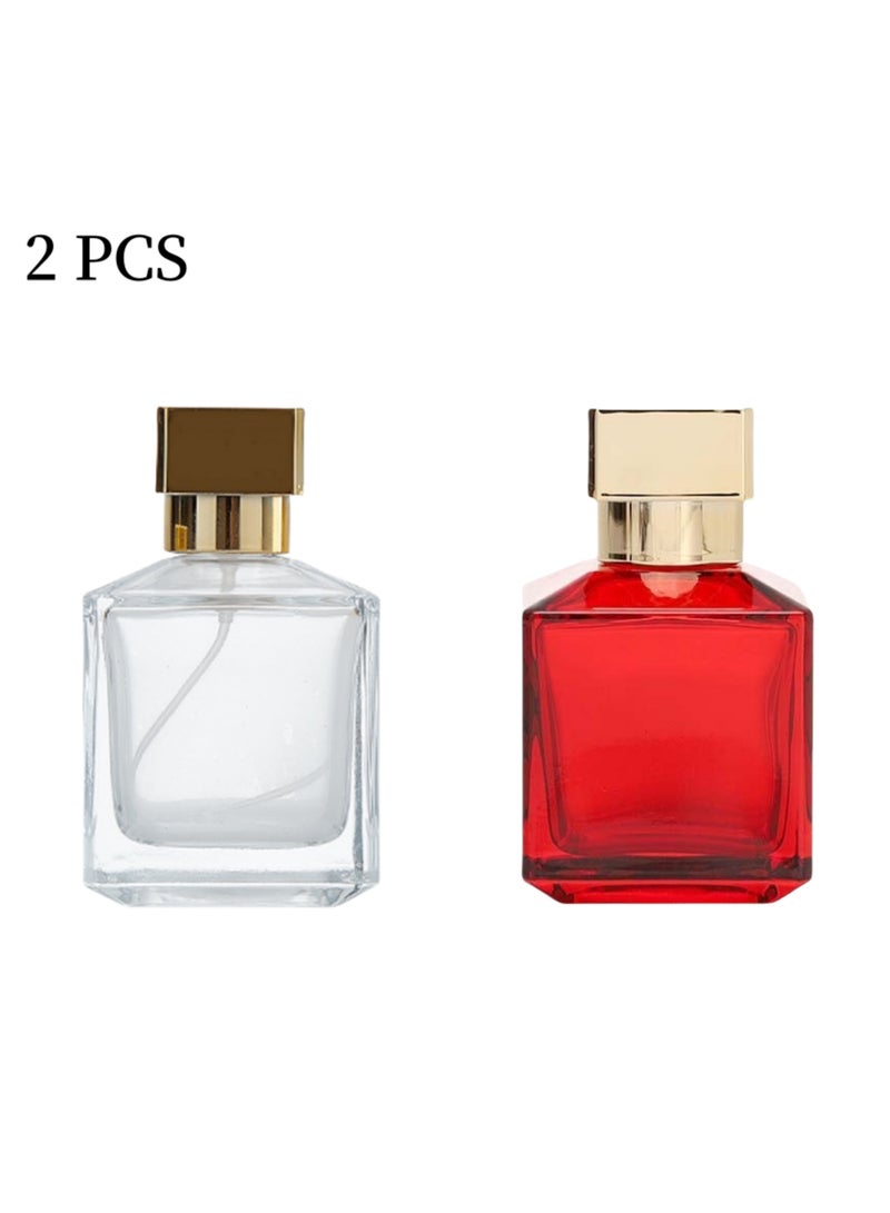 2 Pack 50ml Travel Reusable Perfume Bottles, Cosmetics Water Replenishing Spray Bottles（Empty Glass Bottles）  - Image 1