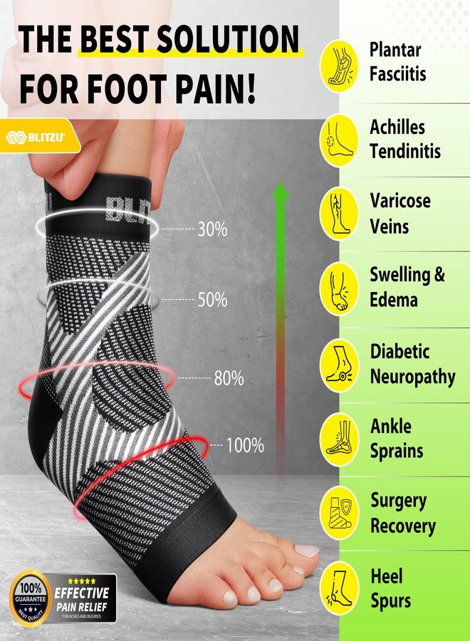 BLITZU Foot Compression Sleeve Plantar Fasciitis Relief Socks Women Ankle Sleeve Support Foot Support for Pain Compression Socks Black XXL - Image 2