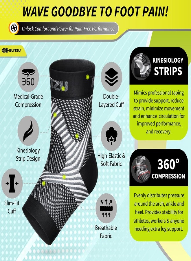 BLITZU Foot Compression Sleeve Plantar Fasciitis Relief Socks Women Ankle Sleeve Support Foot Support for Pain Compression Socks Black XXL - Image 4