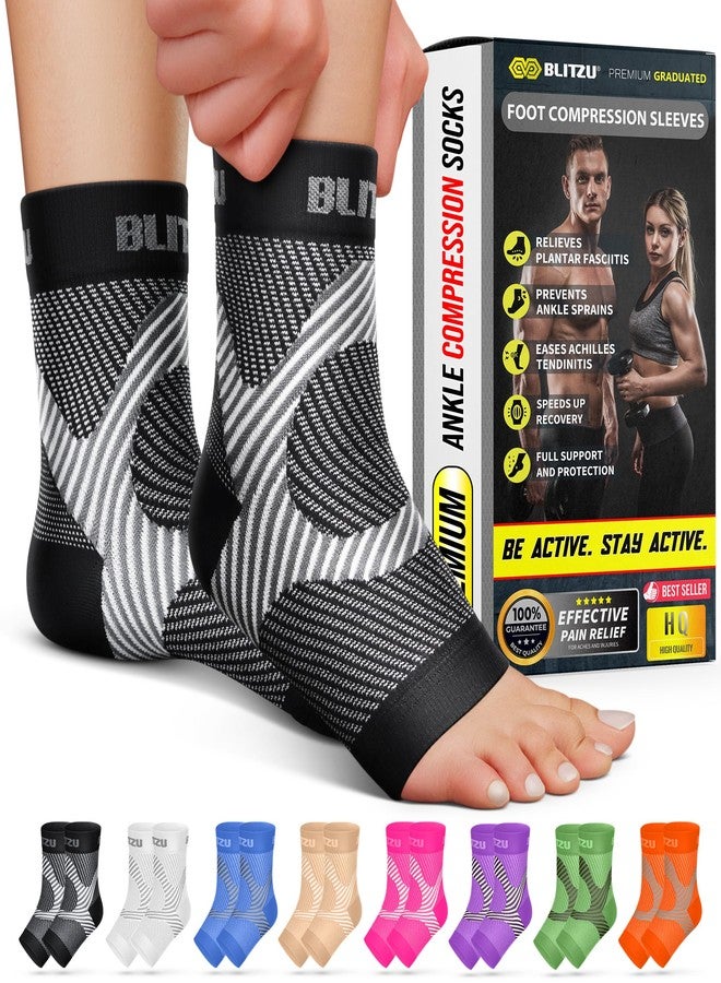 BLITZU Foot Compression Sleeve Plantar Fasciitis Relief Socks Women Ankle Sleeve Support Foot Support for Pain Compression Socks Black XXL - Image 1