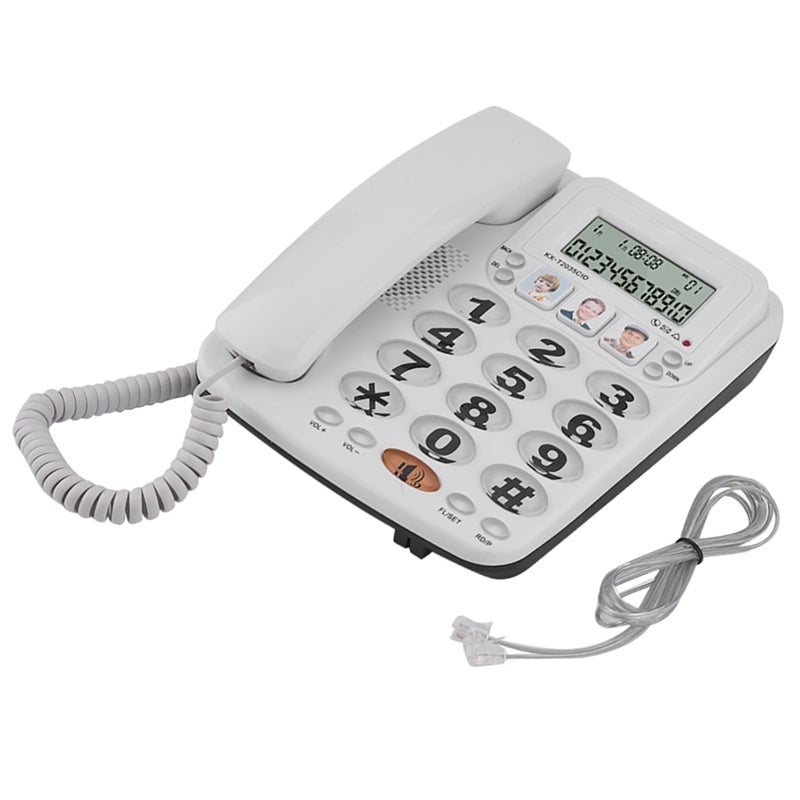 Corded Phone with Speakerphone Speed Dial 3 Numbers Clear Sound Noise Cancelling Caller ID Corded Phone - Last Number Redial 2-Line Corded Telephone for Home - Image 4